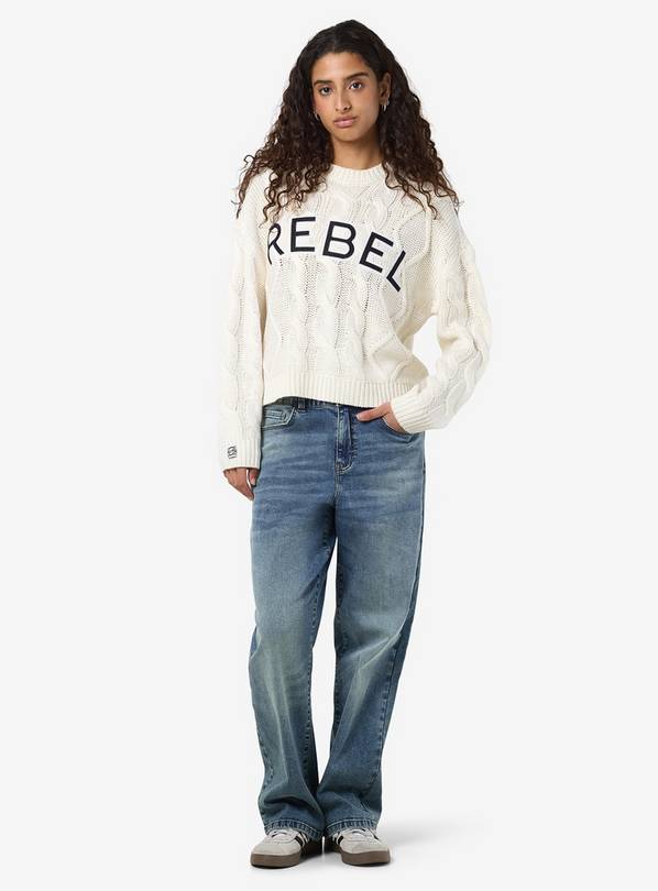 NOISY MAY Long Sleeved Knitted Jumper With Front Print XS/UK6