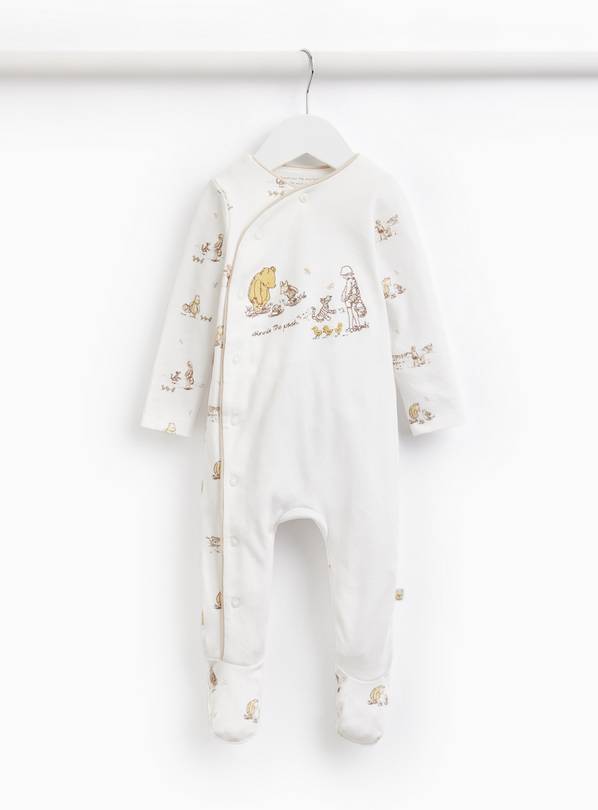 White Winnie The Pooh Ribbed Sleepsuit 12-18 months