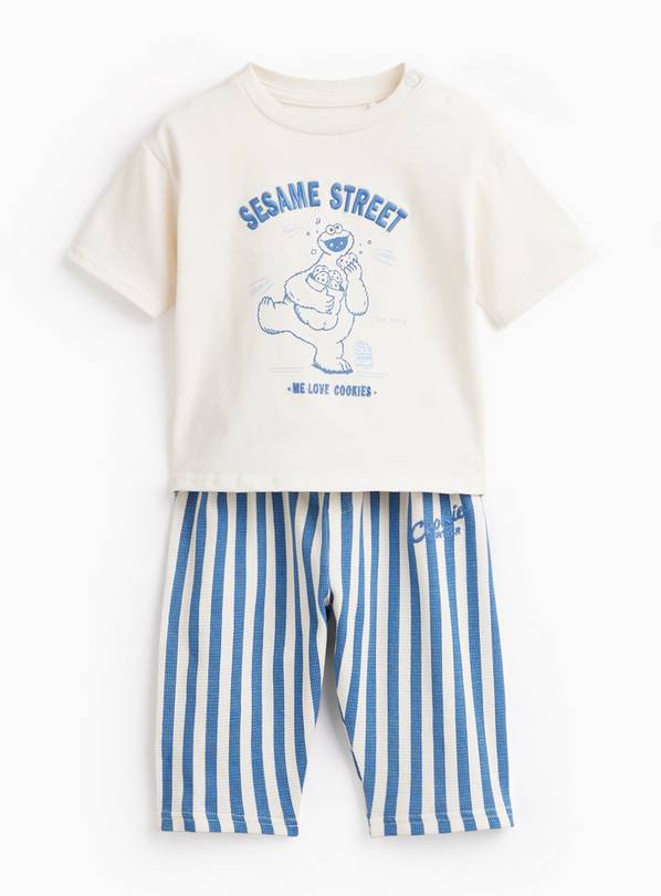 White Sesame Street Tee & Trousers Set 3-6 months