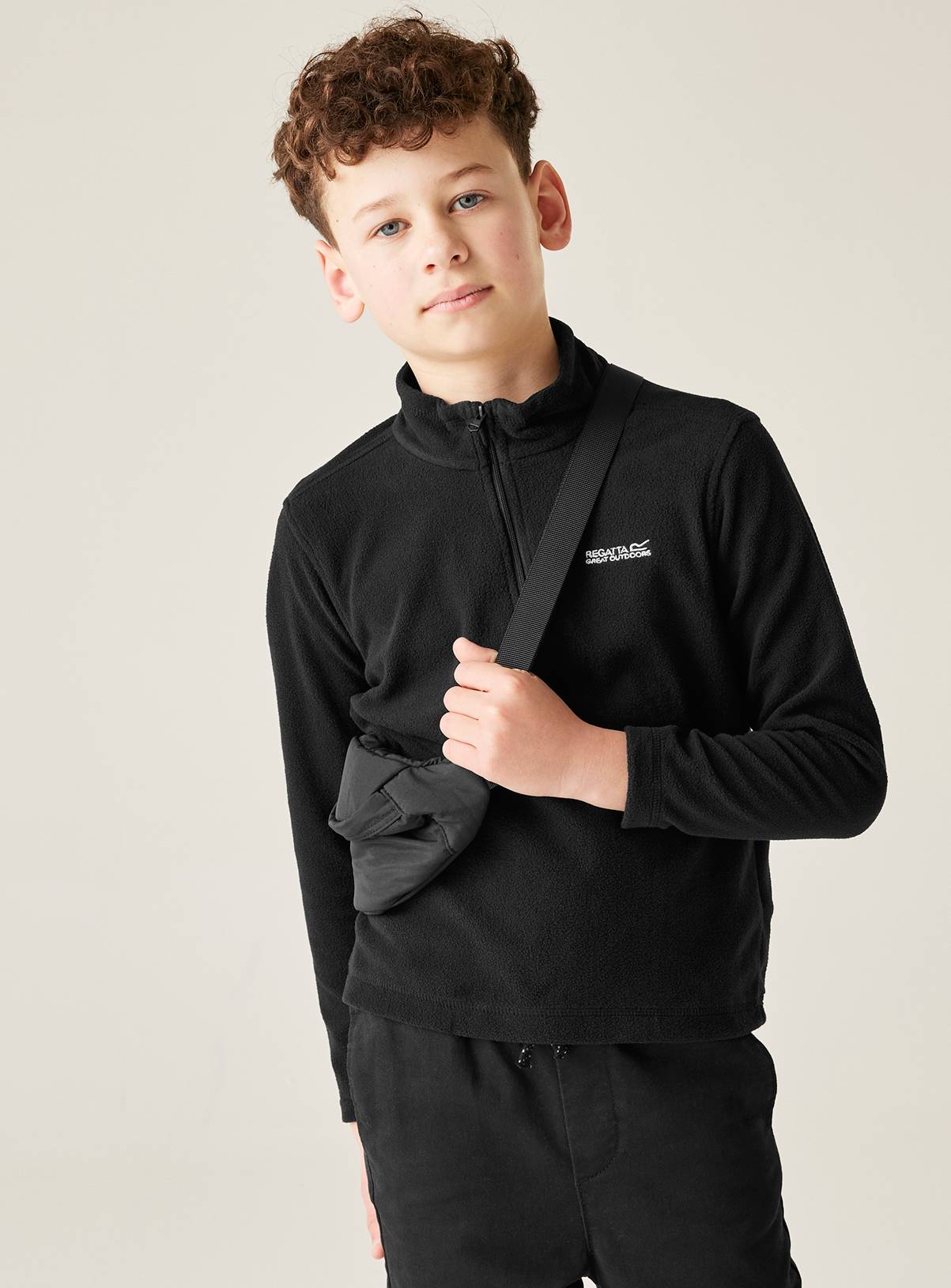 REGATTA Hot Shot II Half Zip Fleece Black 7-8 years - Image 1