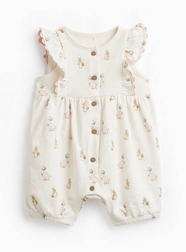 Cream Peter Rabbit Frill Sleeve Romper 3-6 months