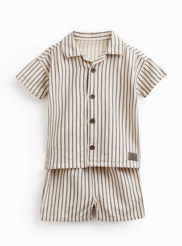 Grey Striped Shirt & Shorts Set 6-9 months