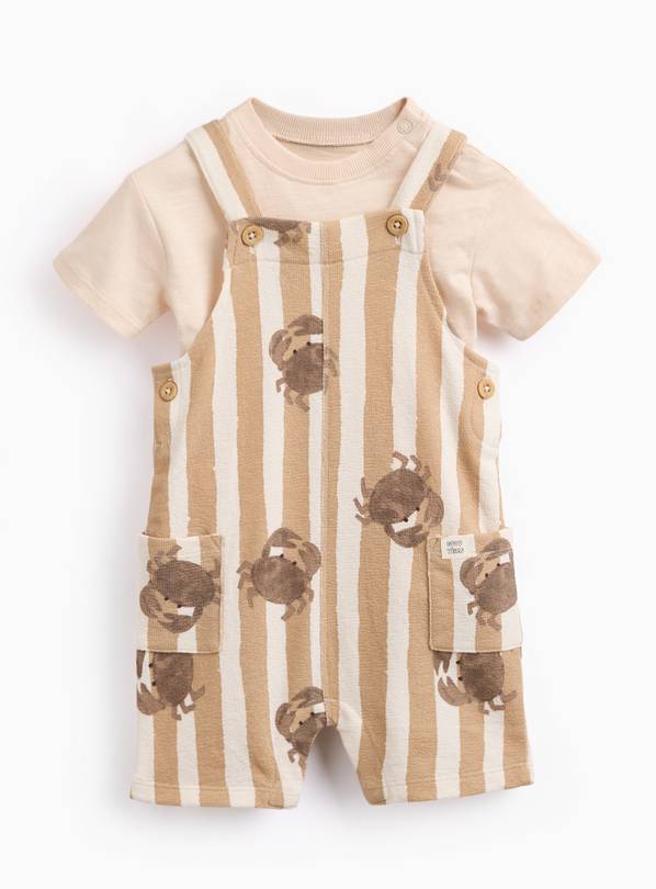 Brown Crab Print Top & Dungaree Set 12-18 months