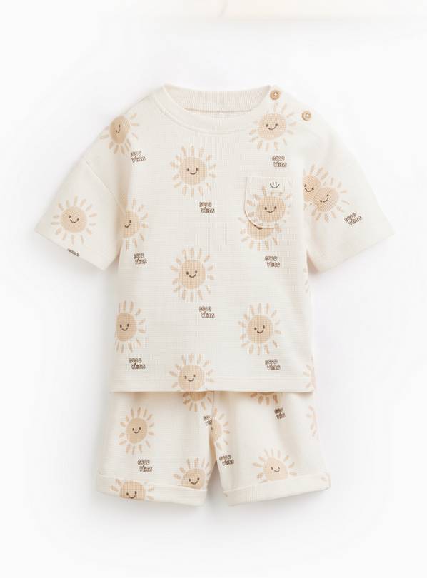 Cream Sunshine Print T-Shirt & Shorts Set 6-9 months