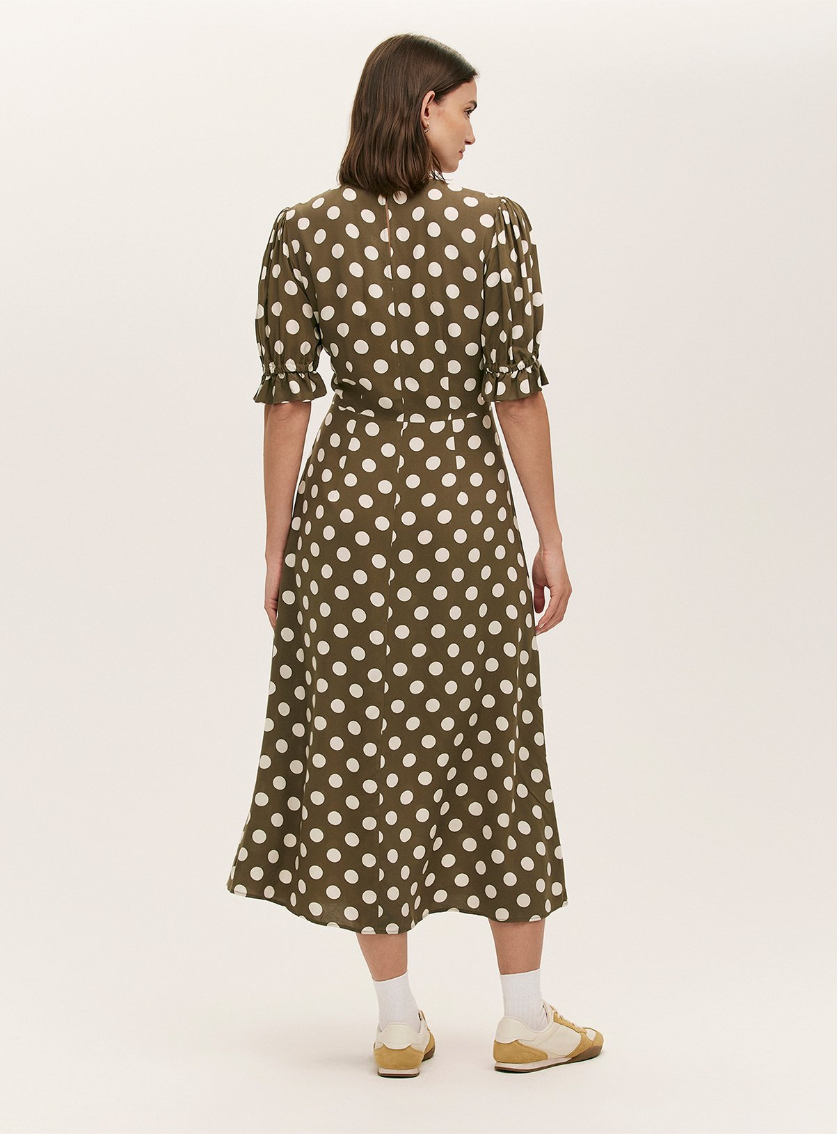 FINERY Mela Dress Khaki Spot 22 - Image 4 thumbnail