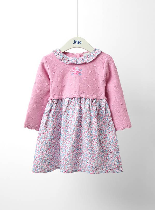 JOJO MAMAN BÉBÉ Floral Collar Knitted Dress 6-12 months