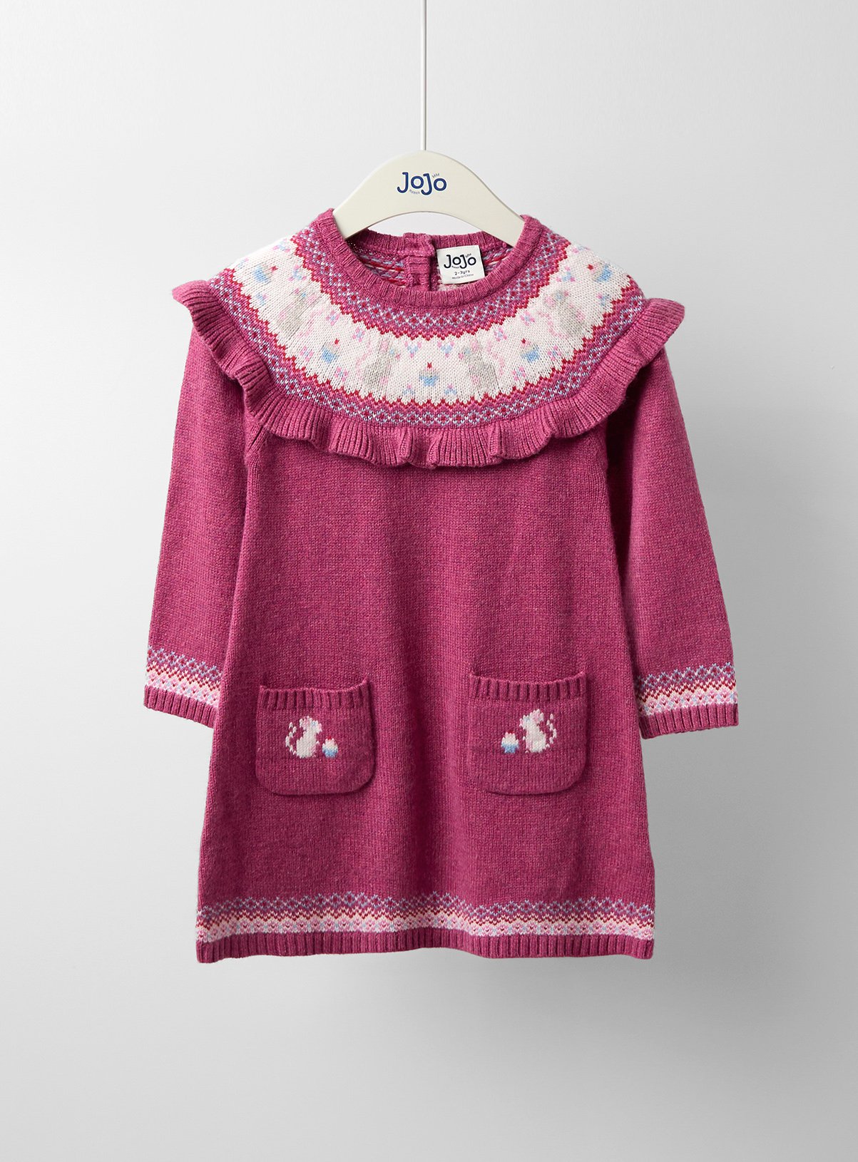 Pink Pink JOJO MAMAN BÉBÉ Mouse Fairisle Knitted Dress - JoJo Maman Bebe by Sainsbury's