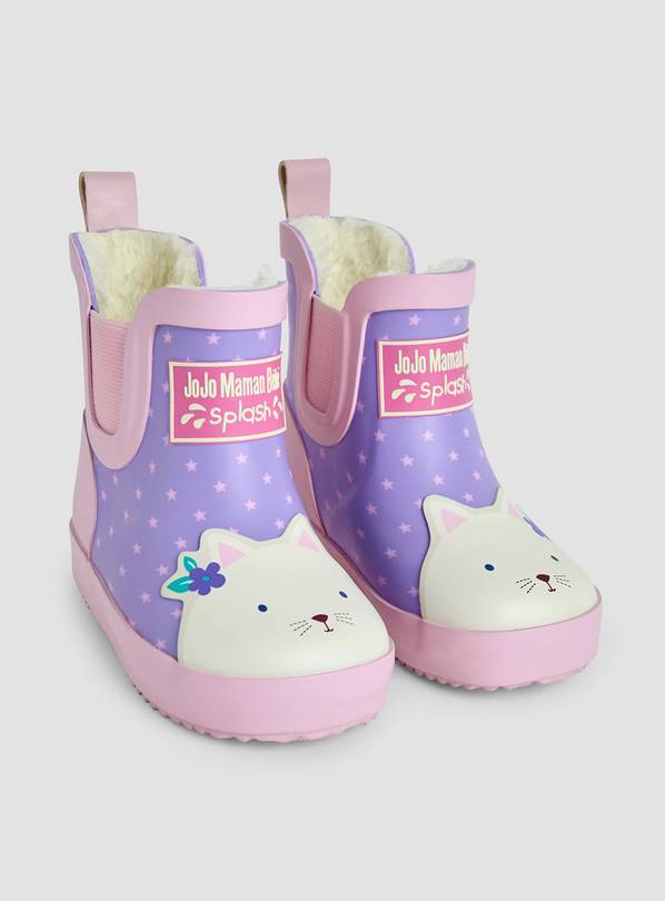 JOJO MAMAN BÉBÉ Cosy Lined Cat Ankle Wellies 3 Infant