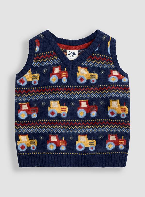 JOJO MAMAN BÉBÉ Tractor Fair Isle Tank Top 6-12 months