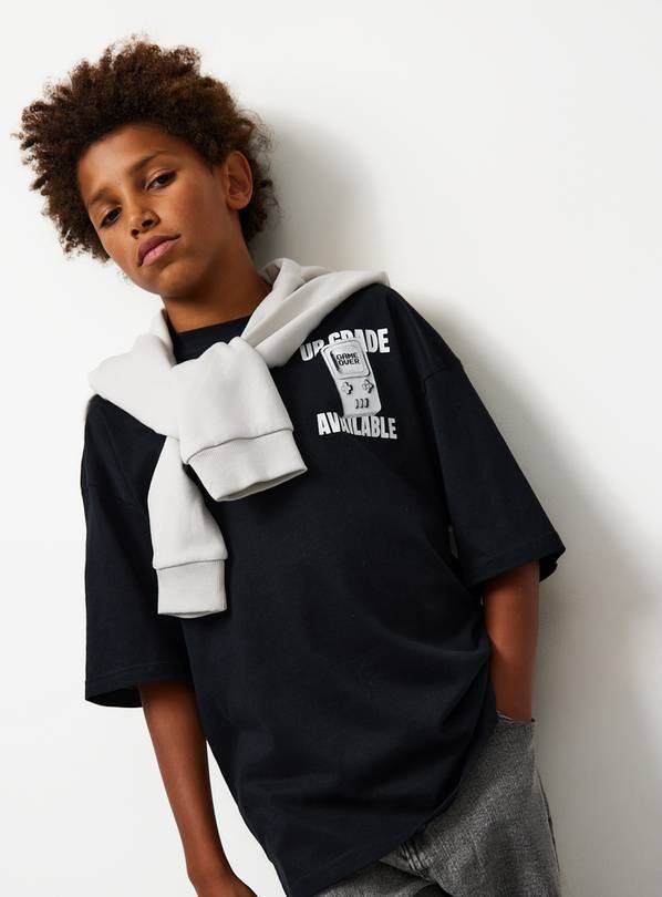 Black Upgrade Available Graphic Super Oversized Tee 11 years