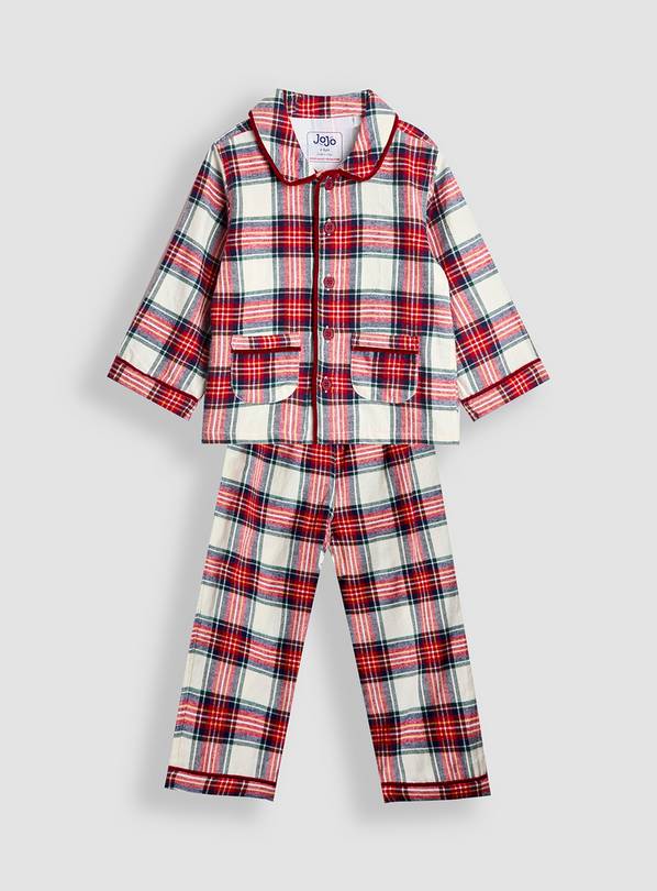 JOJO MAMAN BÉBÉ Woven Check Pyjamas Cream 18-24 months