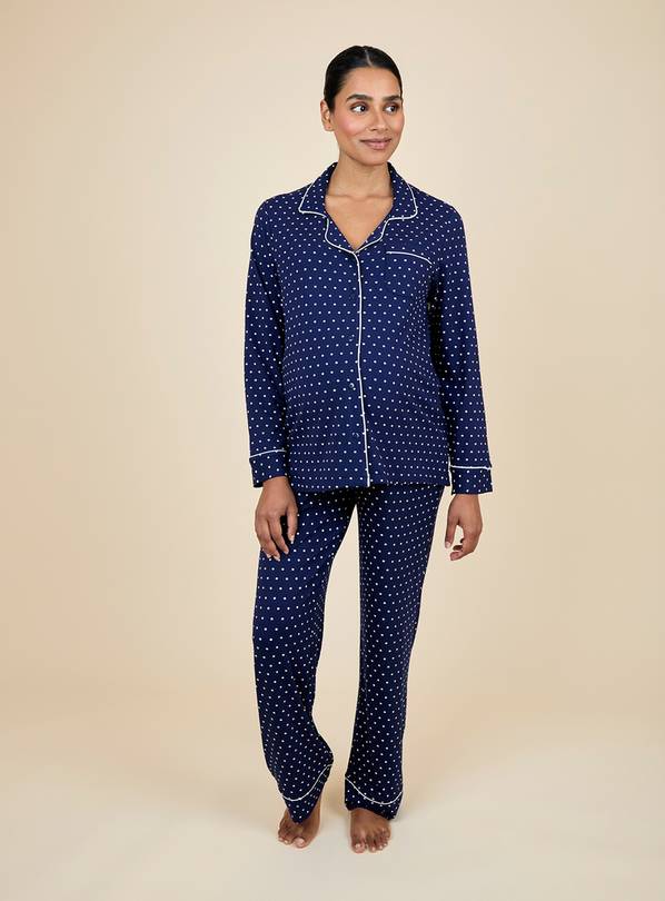JOJO MAMAN BÉBÉ Spot Maternity Button Through Pyjama Set L