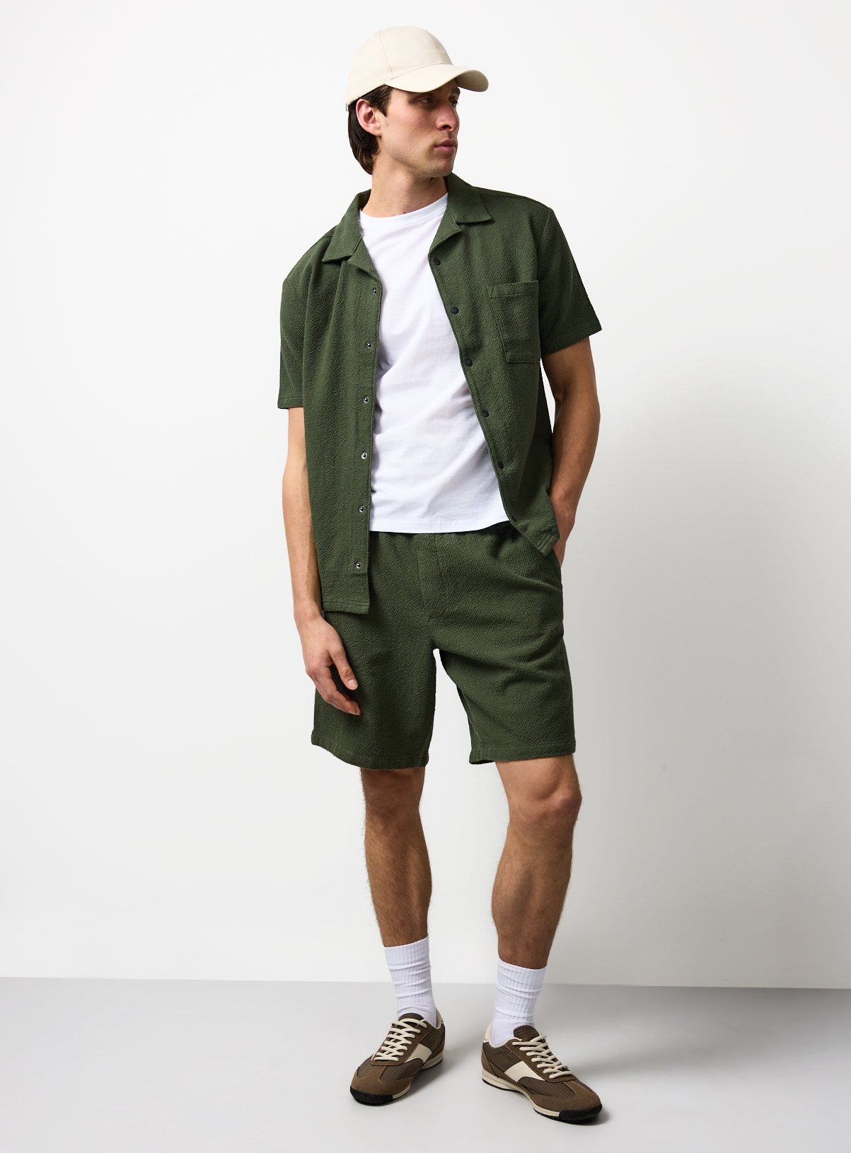 Khaki Seersucker Co-ord Shirt XXXXL - Image 2 thumbnail