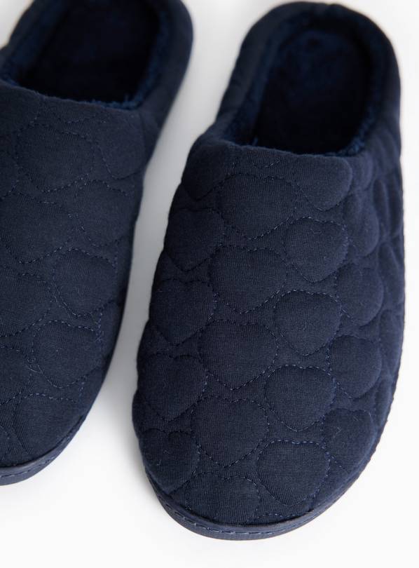 Navy Heart Quilted Cupsole Mule L