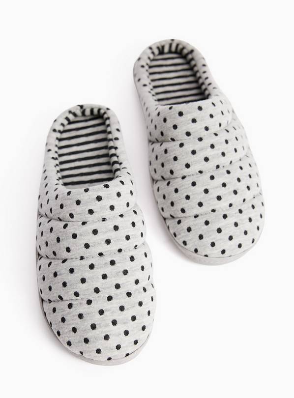 Grey Spotted Mule Slippers S