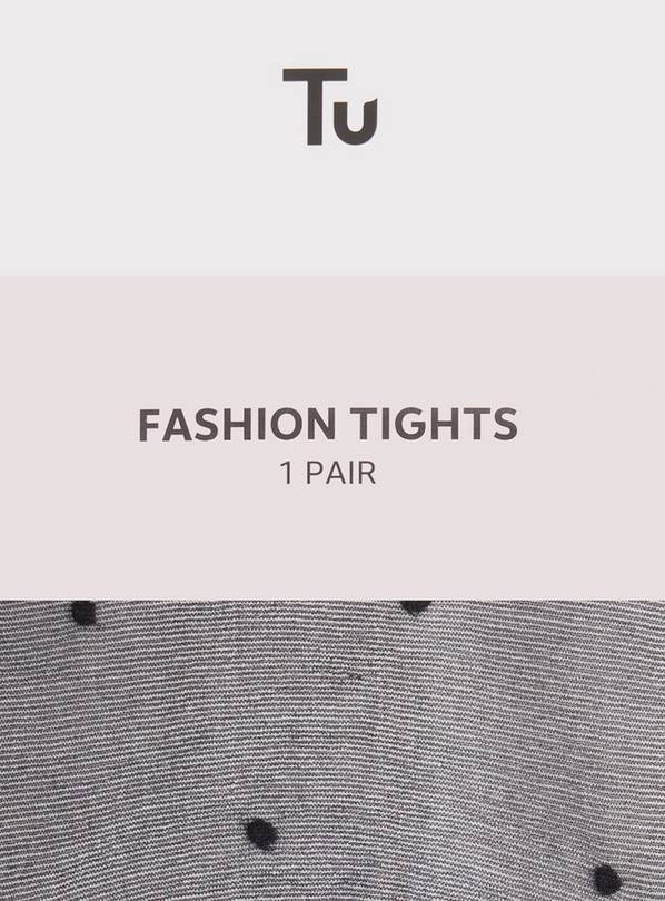 Black Spotty Opaque Tights L