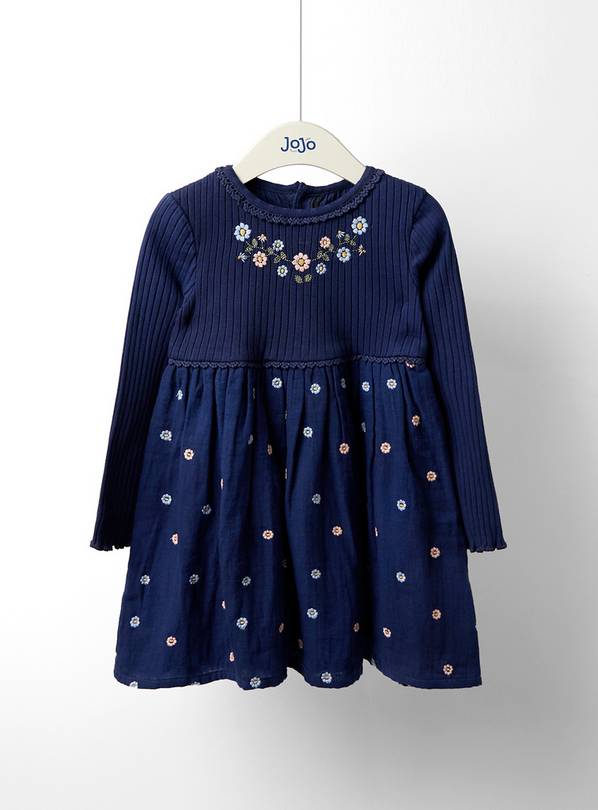 JOJO MAMAN BEBE Pretty Flower Embroidered Combo Dress 6-12 months