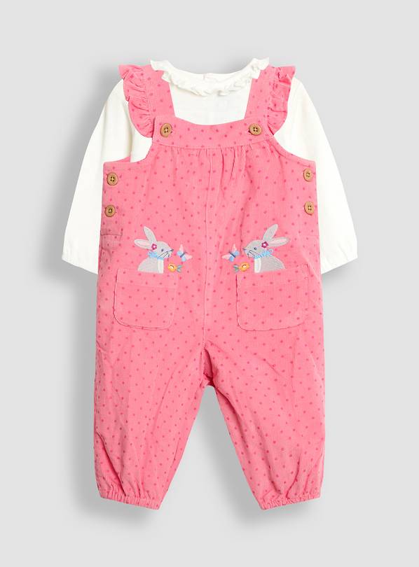 JOJO MAMAN BÉBÉ Bunny Applique Cord Dungarees & Top Set 3-6 months