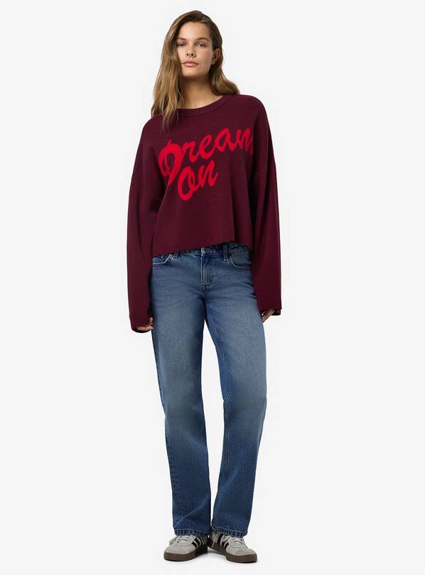 NOISY MAY Knitted Jumper In Burgundy XS/UK6