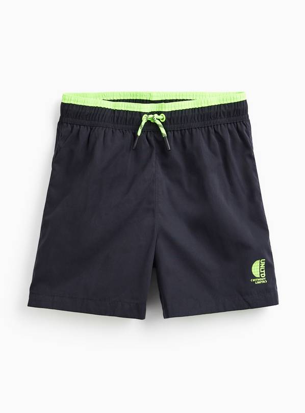 Black Neon Contrast Swim Shorts 12-13 years