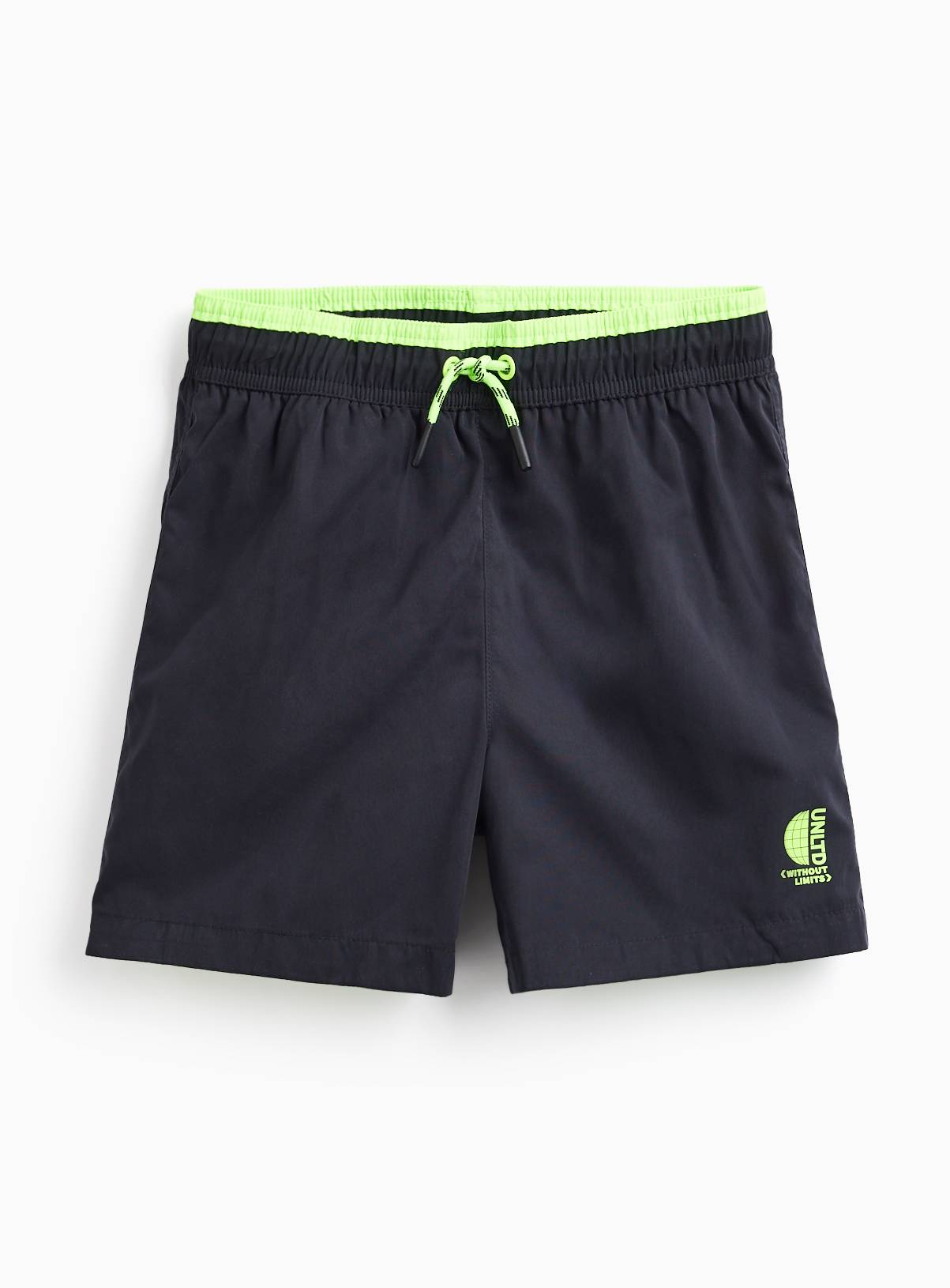 Black Neon Contrast Swim Shorts 2-3 years - Image 1