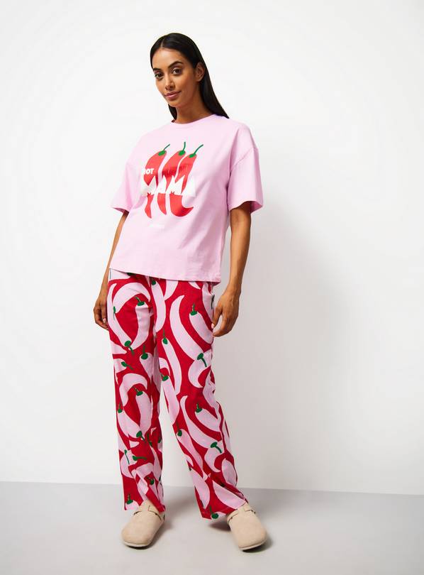 Pink Mother's Day Print Oversized Pyjama Set M