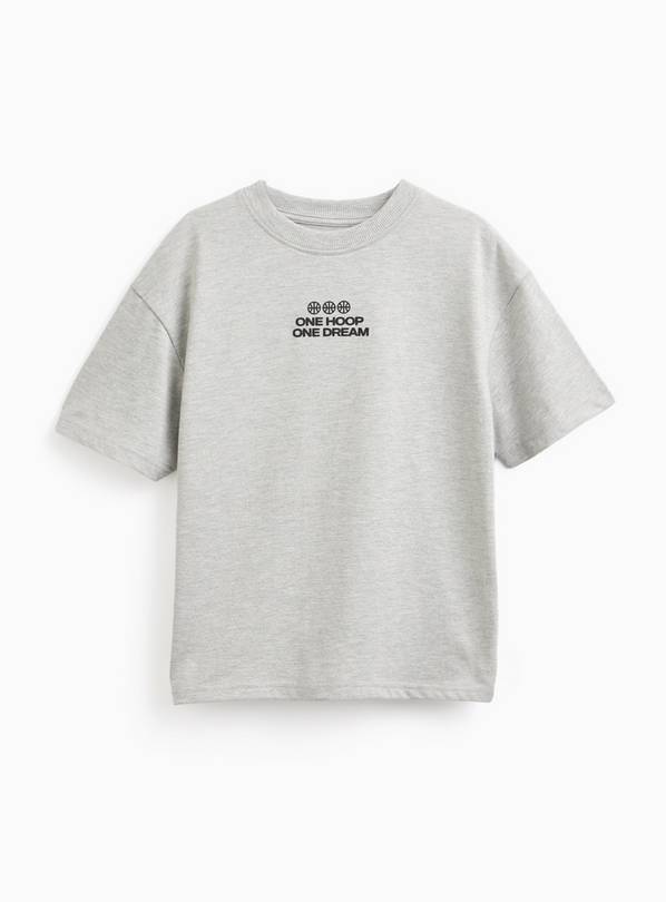 Grey Marl Basketball Logo T-Shirt 12 years