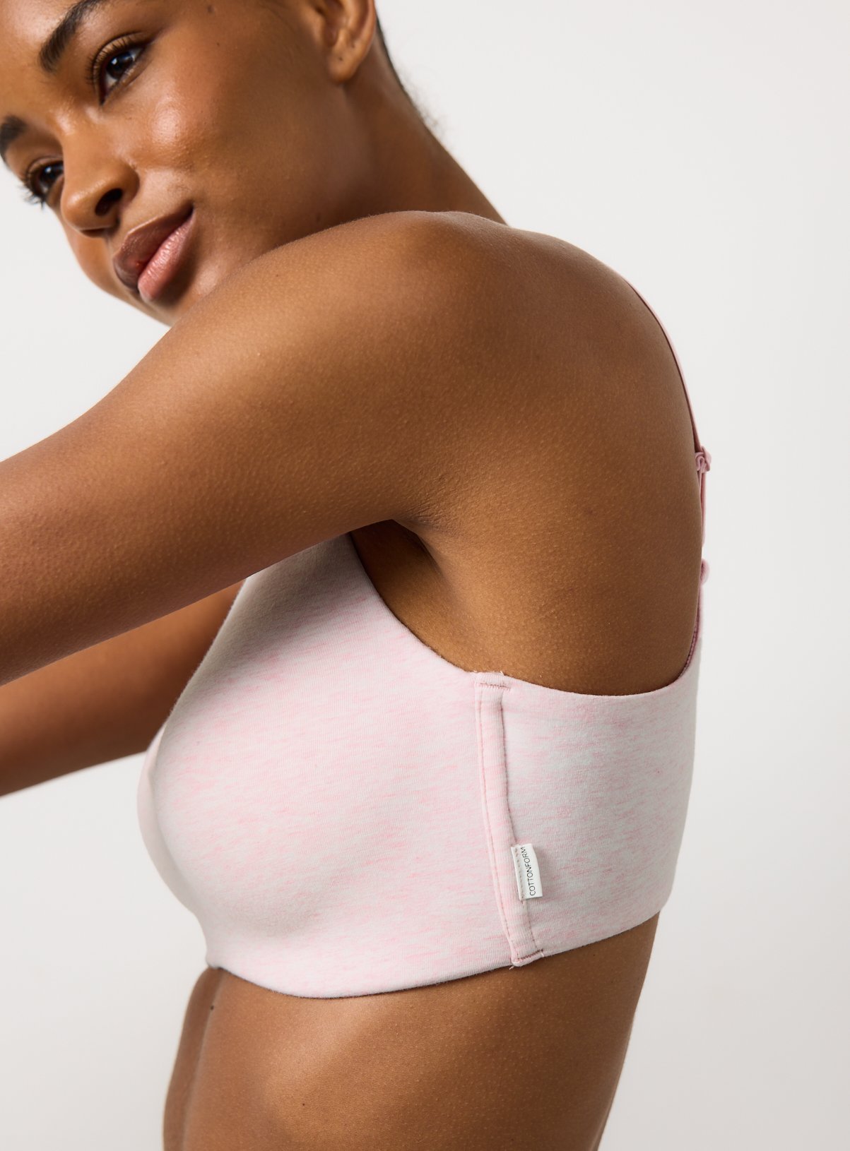 Pink Cottonform™ Non-Wired Padded Plunge Bra 36D - Image 2 thumbnail