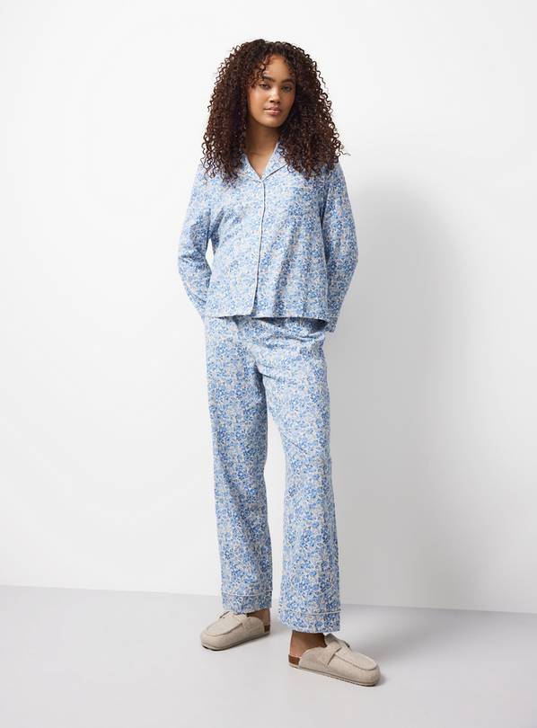 Blue Floral Traditional Pyjamas XL