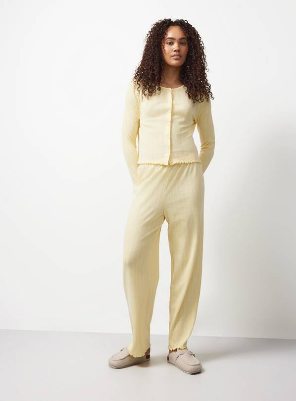 Yellow Pointelle Cardigan & Bottoms Pyjama Set S