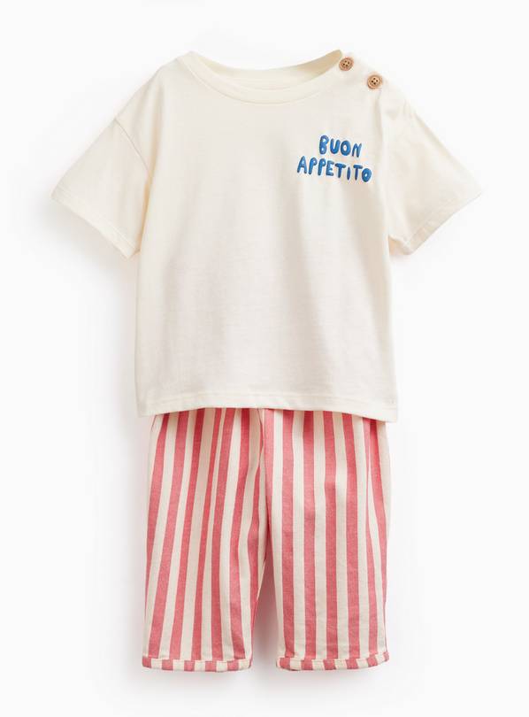 Cream Buon Appetito Graphic Tee & Trousers Set 6-9 months