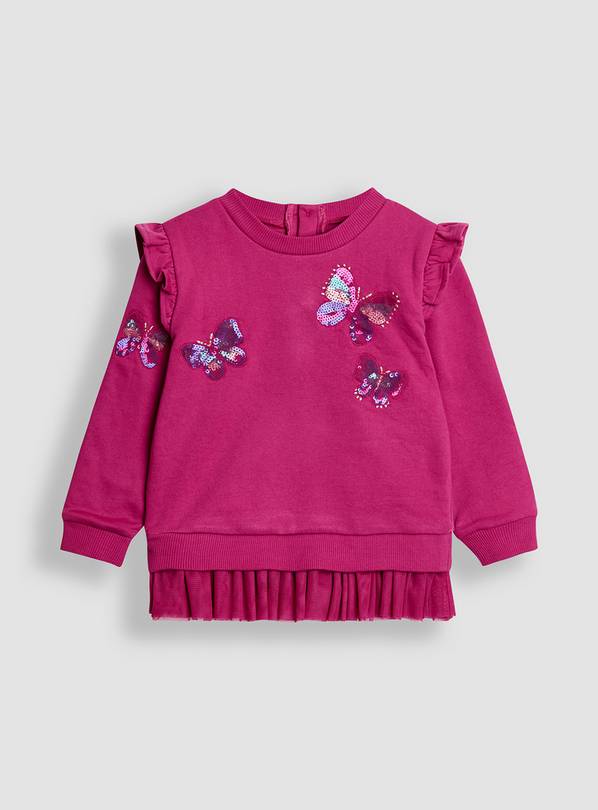 JOJO MAMAN BÉBÉ Butterfly Applique Tulle Frill Sweatshirt 6-12 months