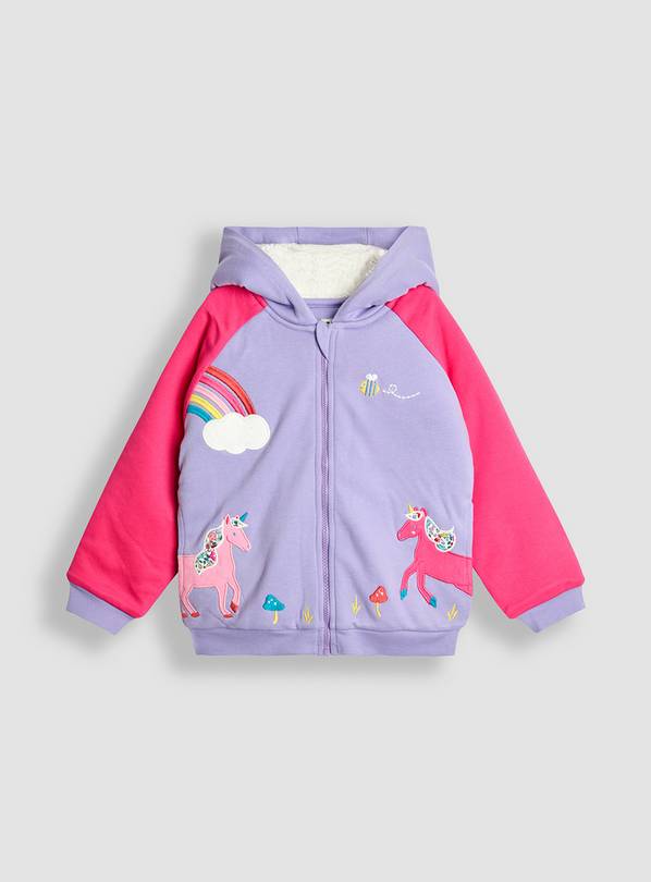 JOJO MAMAN BÉBÉ Unicorn & Rainbow Applique Cosy Hoodie 6-12 months