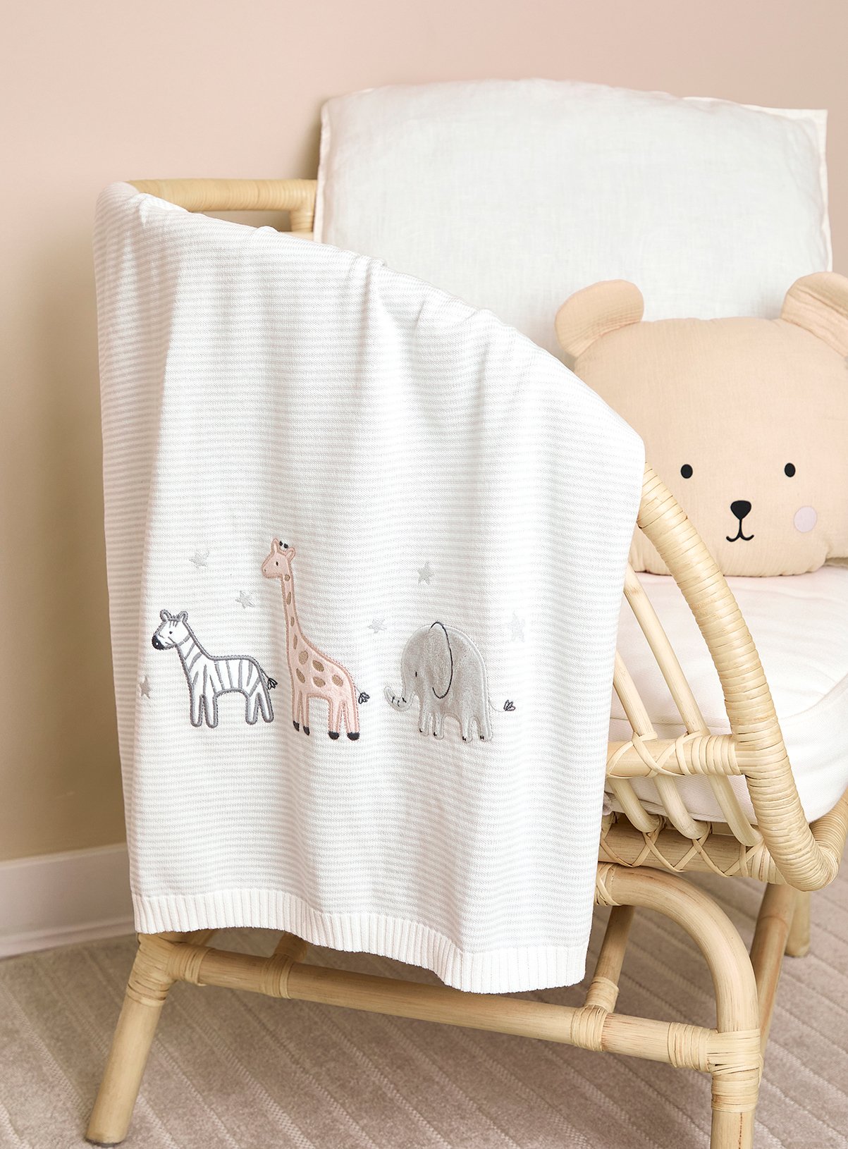 Cream Cream JOJO MAMAN BÉBÉ Welcome Little One Embroidered Shawl One Size - JoJo Maman Bebe by Sainsbury's