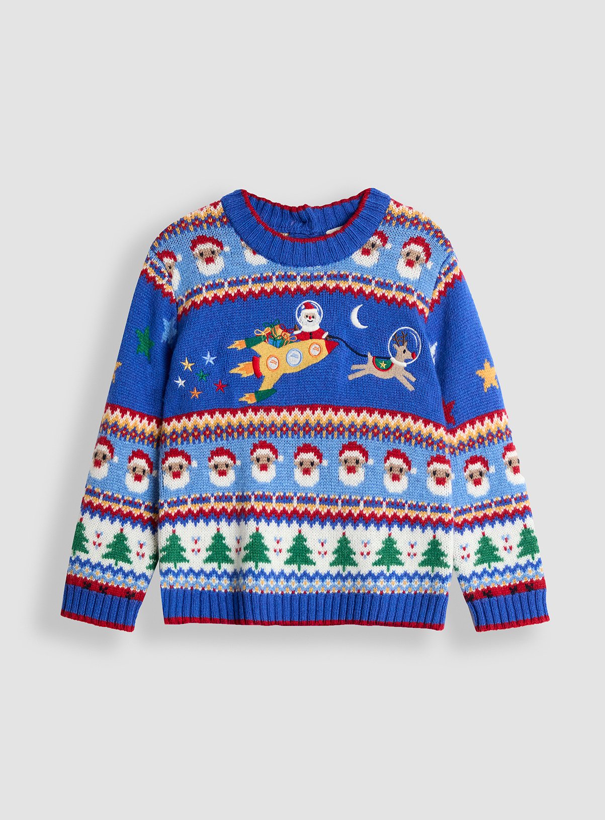 Blue Blue JOJO MAMAN BÉBÉ Santa And Rocket Fairisle Jumper - JoJo Maman Bebe by Sainsbury's