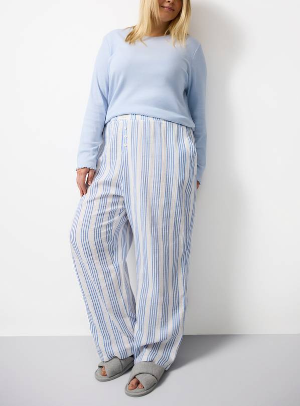 Blue Stripe Double Cloth Pyjama Bottoms S
