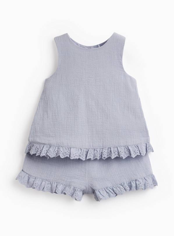 Blue Textured Top & Shorts Set 12-18 months