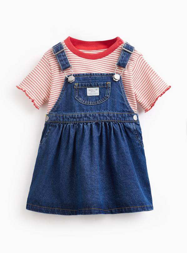 Red Striped Tee & Pinafore Set 6-9 months
