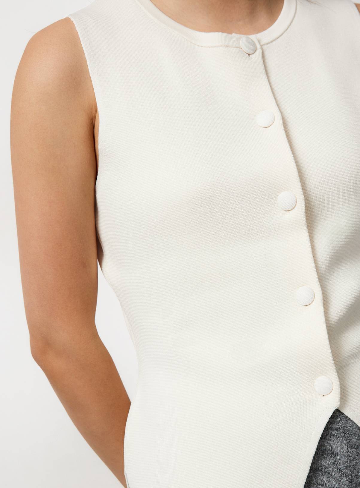 Cream Covered Button Peplum Waistcoat 6 - Image 3