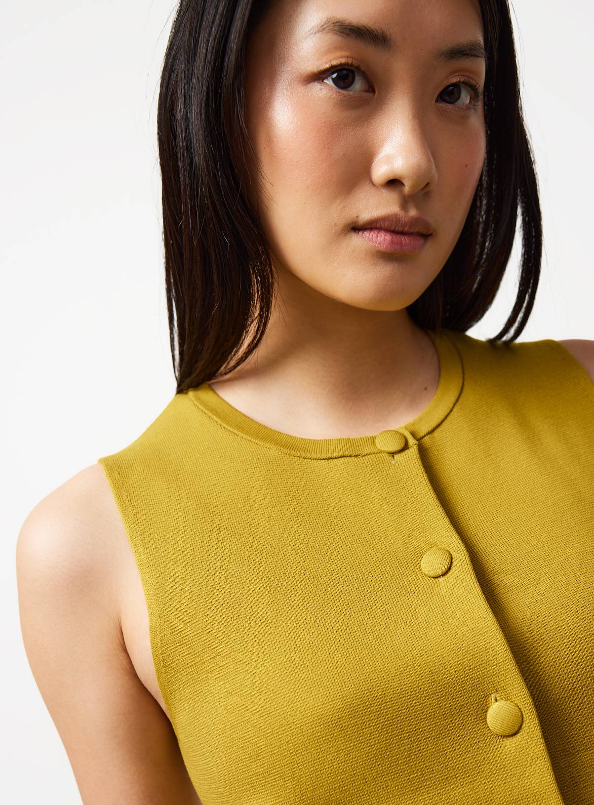Green Covered Button Peplum Waistcoat 8 - Image 3