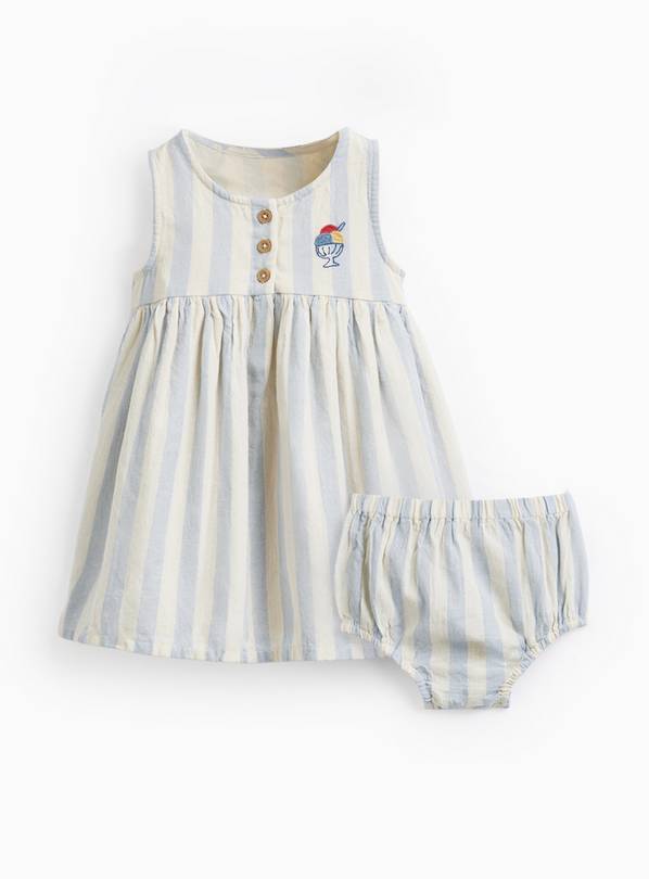 Blue Stripe Dress & Knickers Set 18-24 months