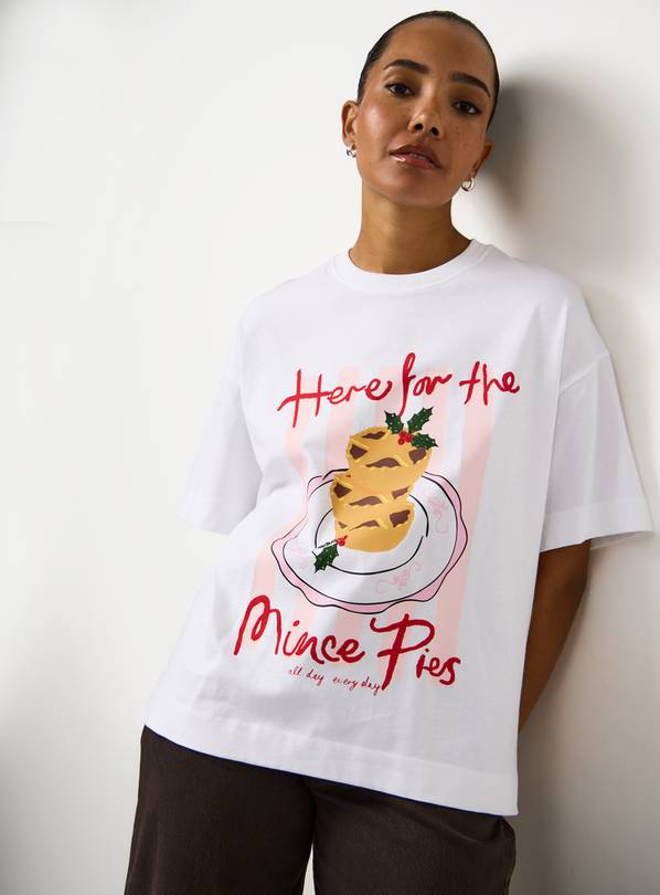 Christmas Mince Pies Graphic Oversized T-Shirt S