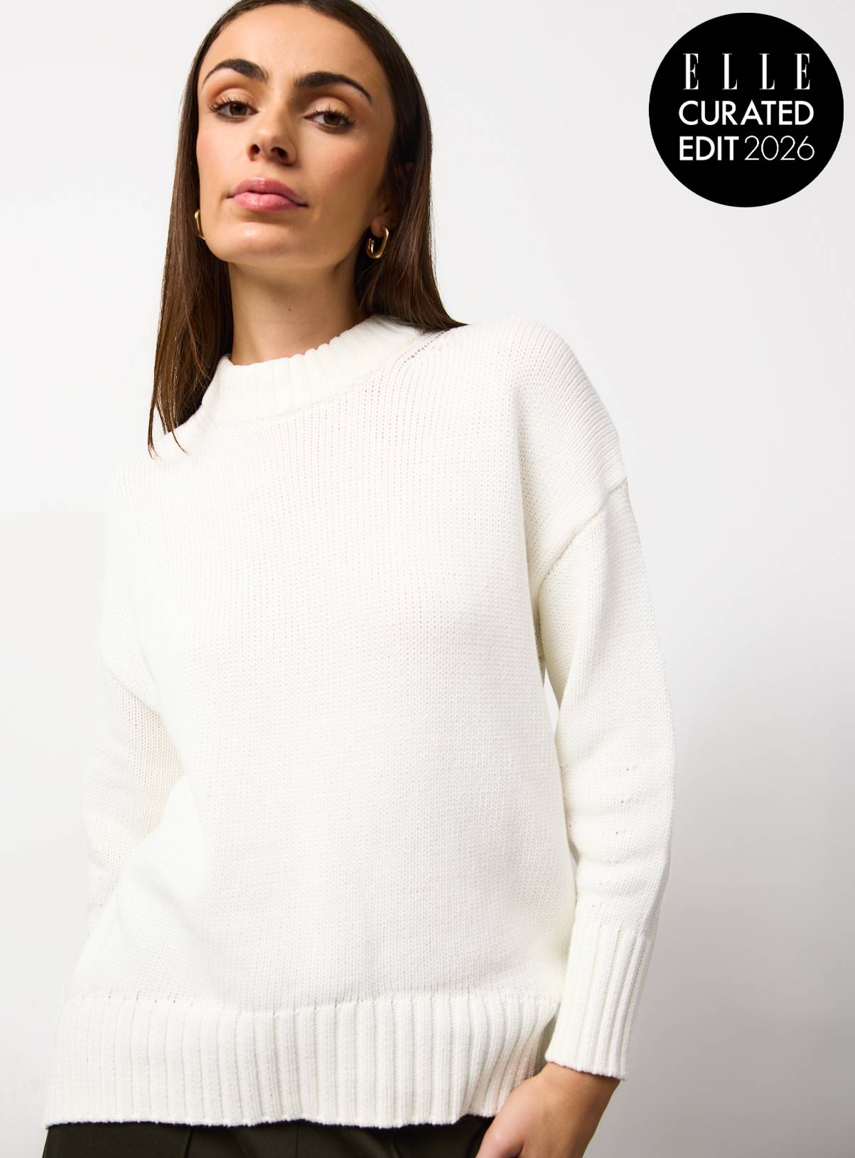 Cream Oversized Crew Neck Jumper XL - Image 1