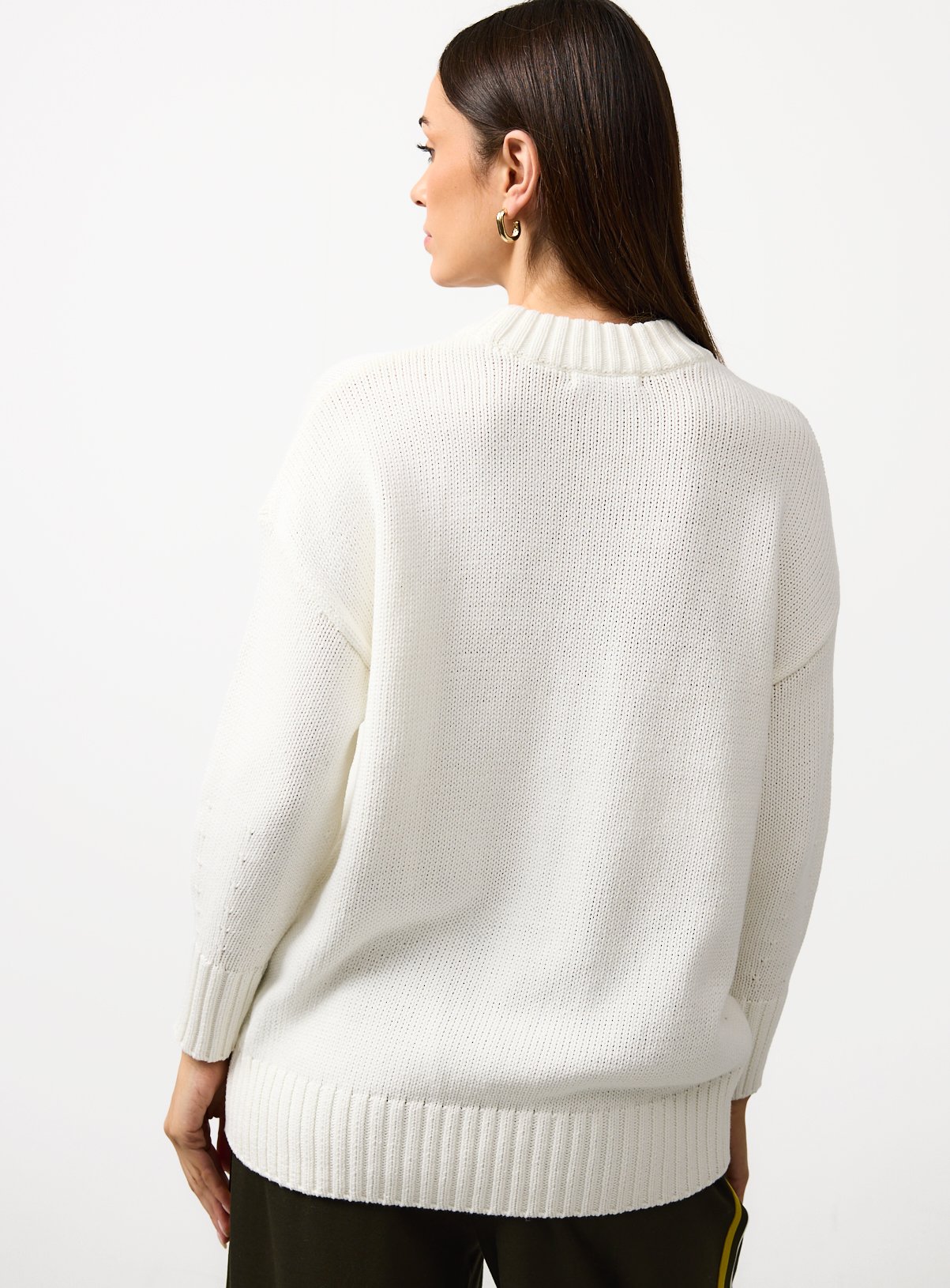 Cream Oversized Crew Neck Jumper XL - Image 4 thumbnail