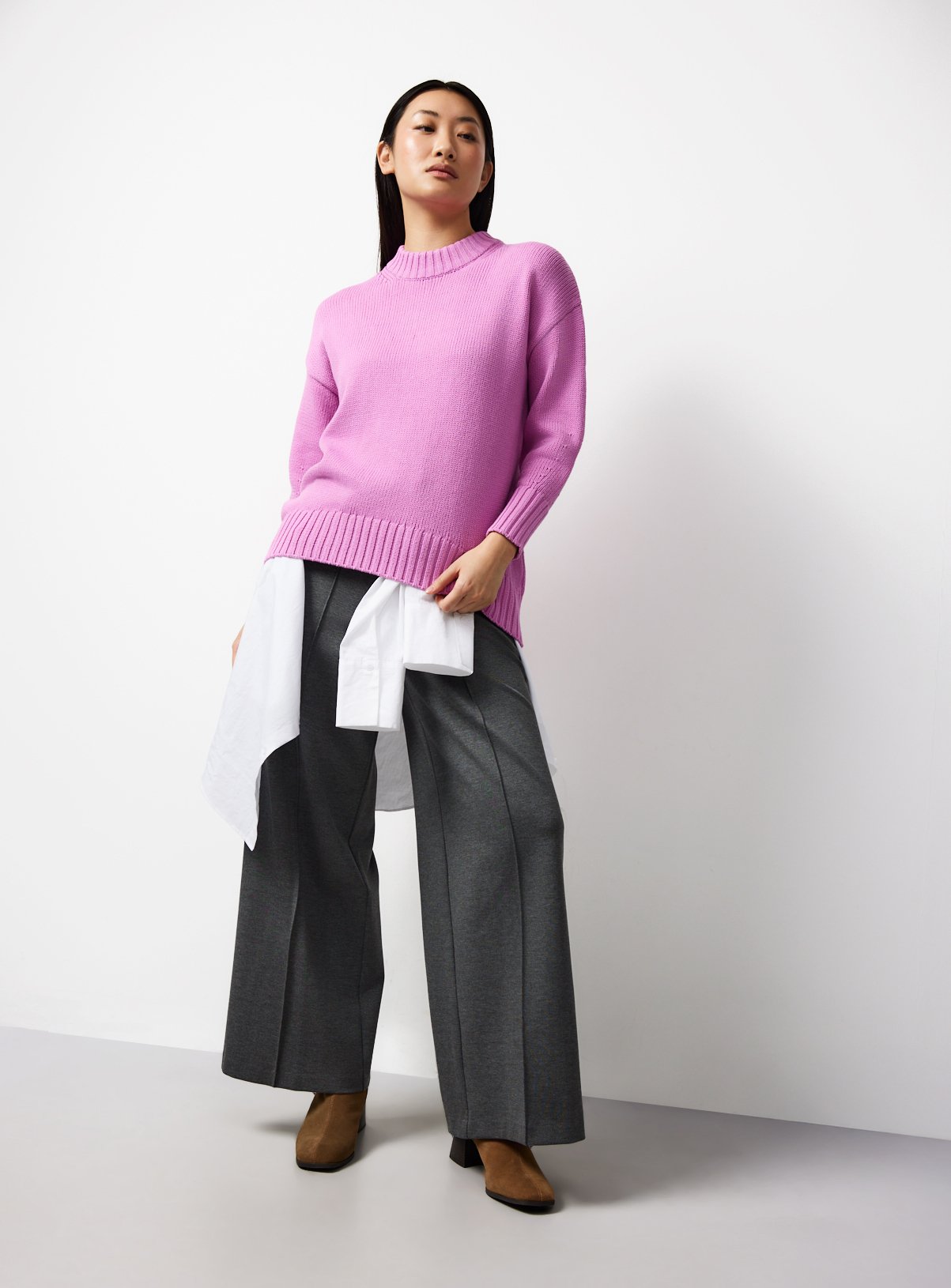 Pink Oversized Crew Neck Jumper S - Image 2 thumbnail