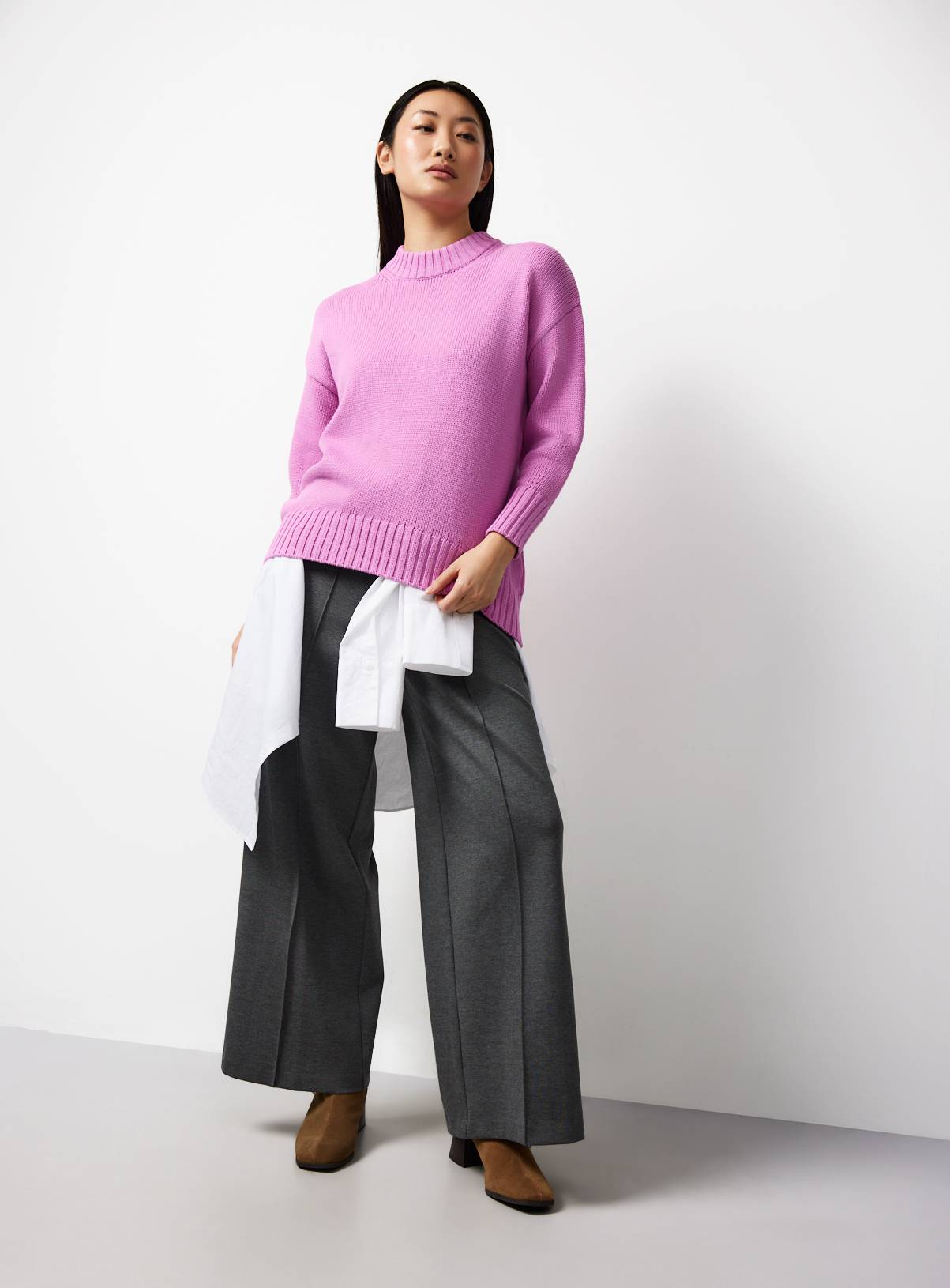 Pink Oversized Crew Neck Jumper S - Image 2