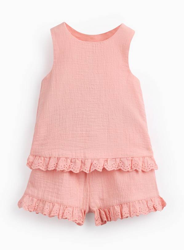 Pink Frill Detail Top & Shorts Set 6-9 months