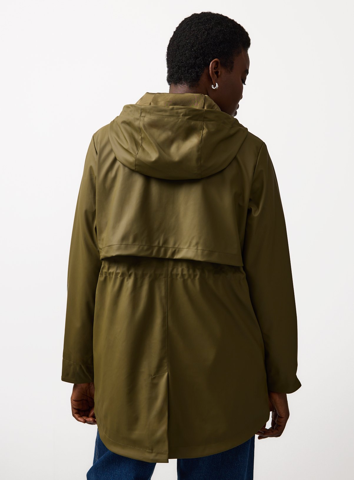 Khaki Rubber Waisted Parka S - Image 4 thumbnail