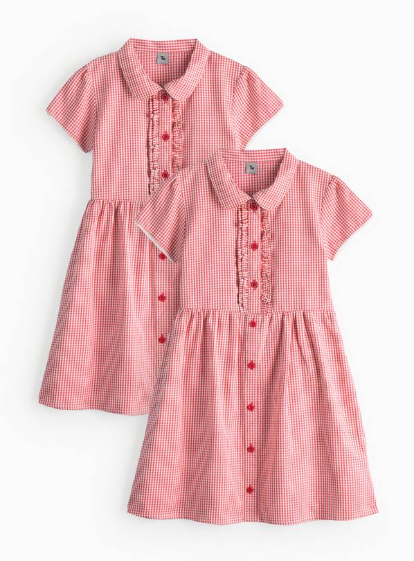 Red Classic Bow Detail Gingham Dresses 2 Pack 4 years