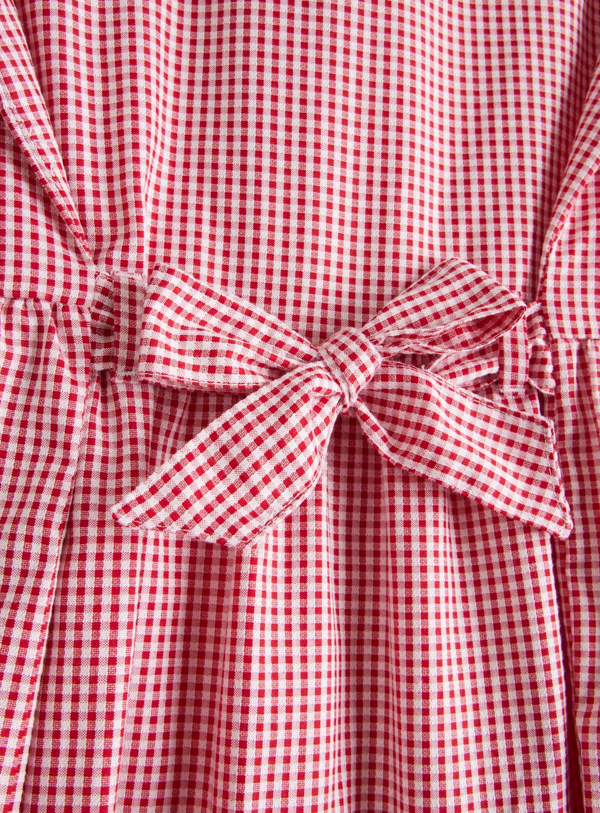 Red Classic Bow Detail Gingham Dresses Generous Fit 2 Pack 13 years - Image 2